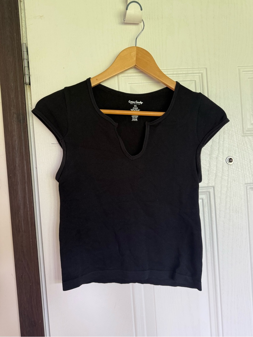 2 for $15 sale: Cotton candy black cap sleeve nylon t-shirt M/L